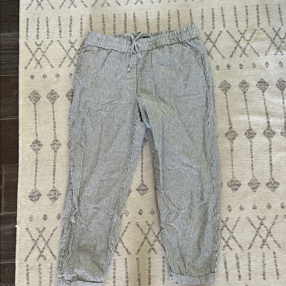 J. Crew Women's Black and White Striped Chinos